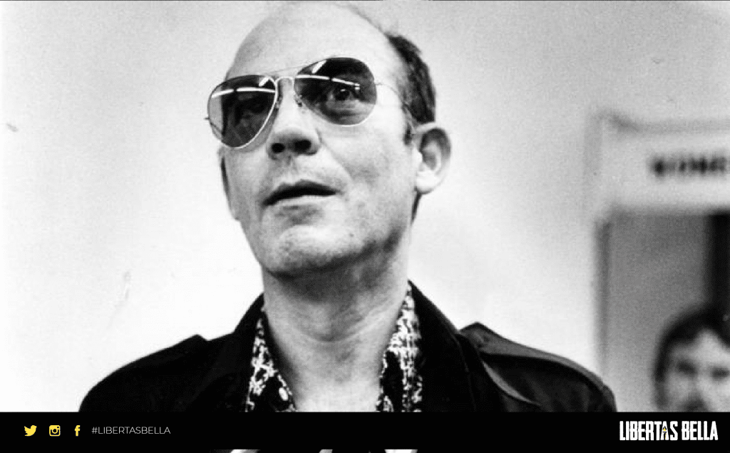 Hunter S. Thompson quotes - black and white version of Hunter S. Thompson in sunglasses