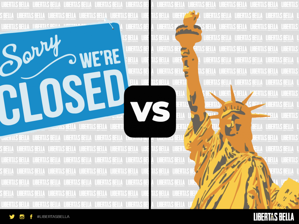 COVID-19 | closed sign vs the statue of liberty