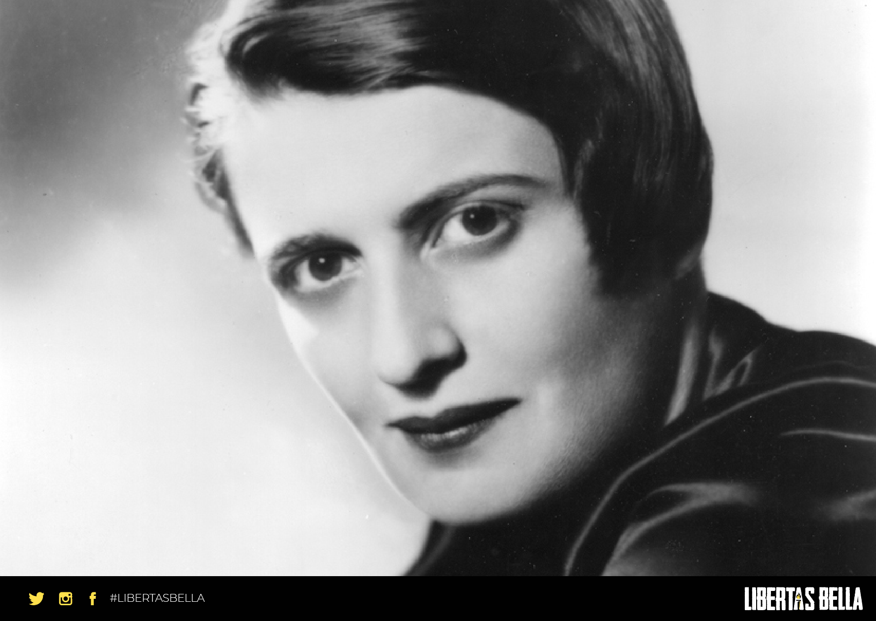 Ayn Rand Quotes - black and white version of Ayn Rand looking at the camera