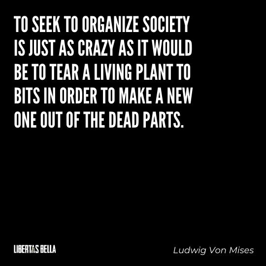 Ludwig Von Mises Quotes - “To seek to organize society is just as crazy as it would be to tear a living plant..."