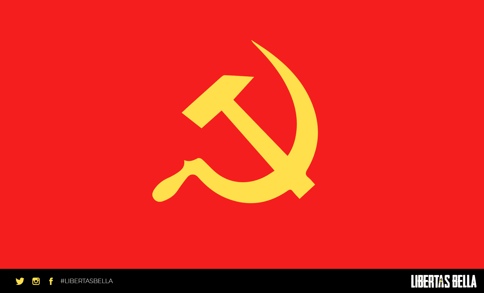 Socialism quotes - red flag with a yellow hammer and sickle.