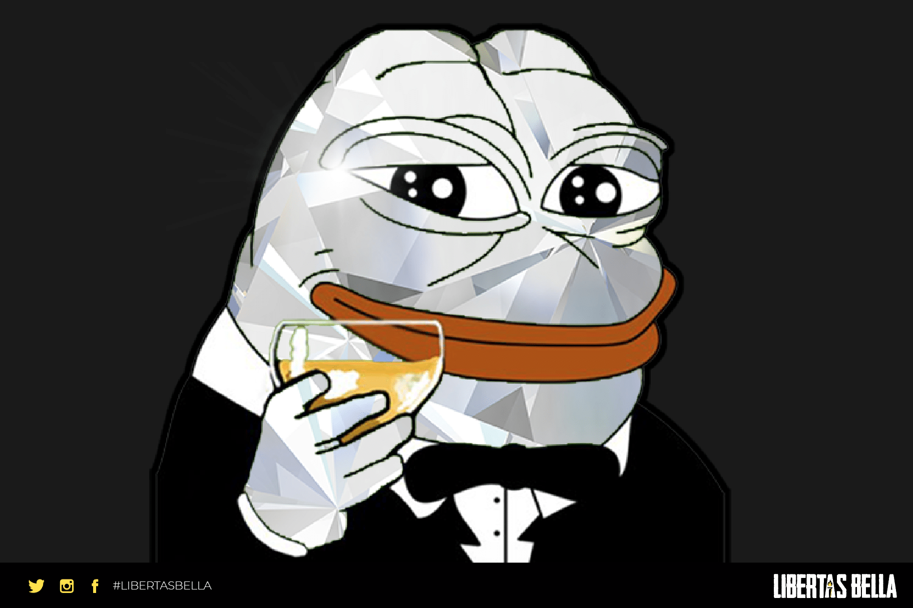 Cryptocurrency - Pepe holding champaign like Great Gatsby