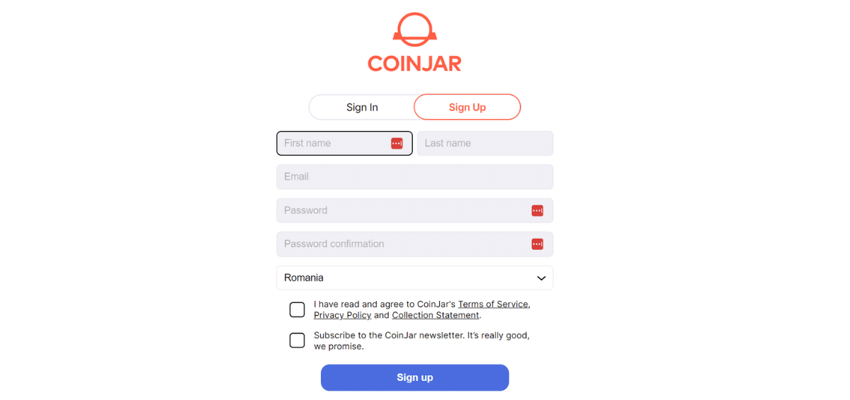 Opening An Account With CoinJar