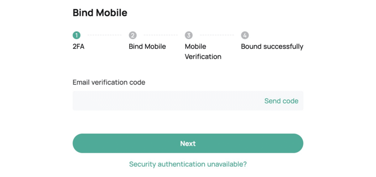 Bind your mobile number to boost your profile’s security on Coinex